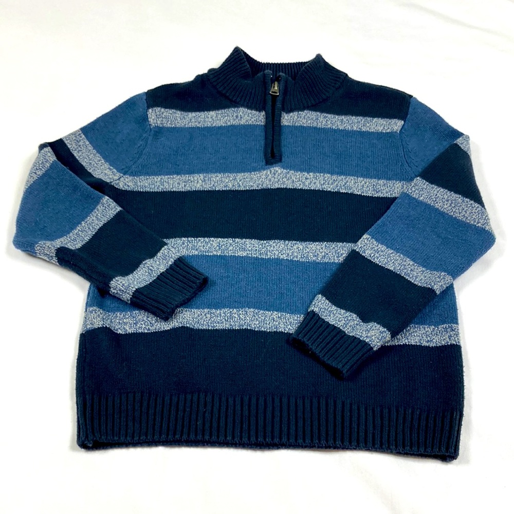 Commerce boys zip down striped knitted sweater size 8.